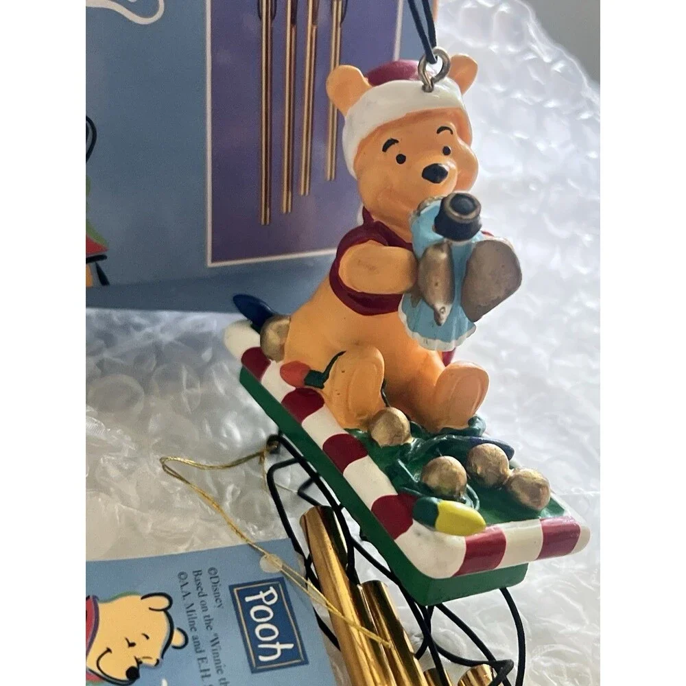 Disney Christmas Winnie the Pooh Mini Wind Chime 1997 Tree Ornament Vintage